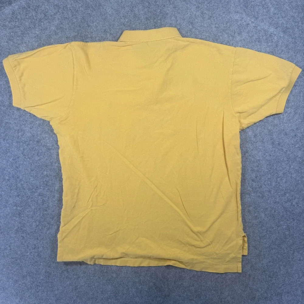 Polo Ralph Lauren Classic Fit Polo Shirt Large Yellow Cotton Blue Pony Logo